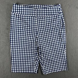 NWT Chico's Retro Gingham Slim Bermuda‎ Shorts Size 00 Stretch Blue White Check